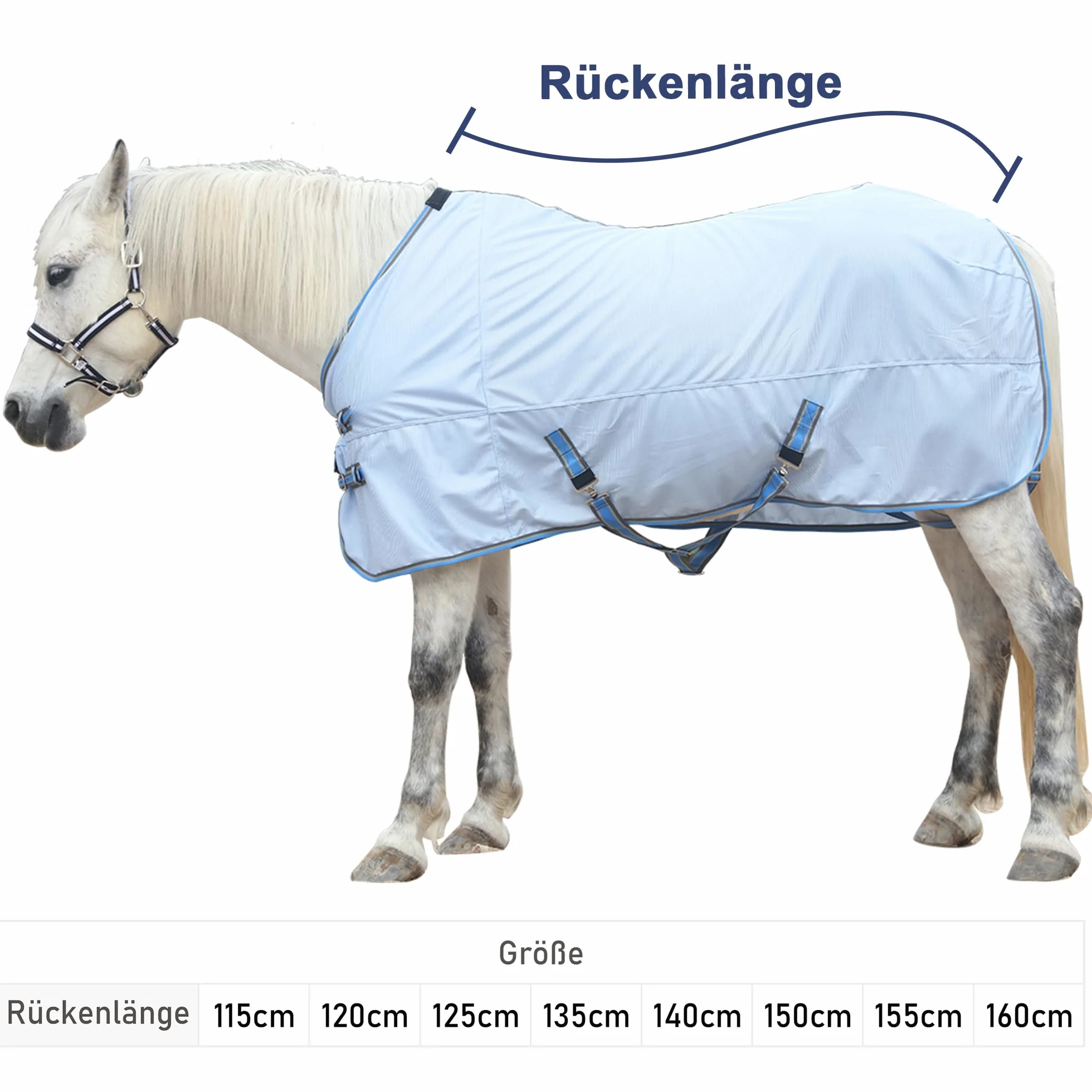 Couverture anti-mouches pour chevaux respirante UV anti-grattage Bleu ciel