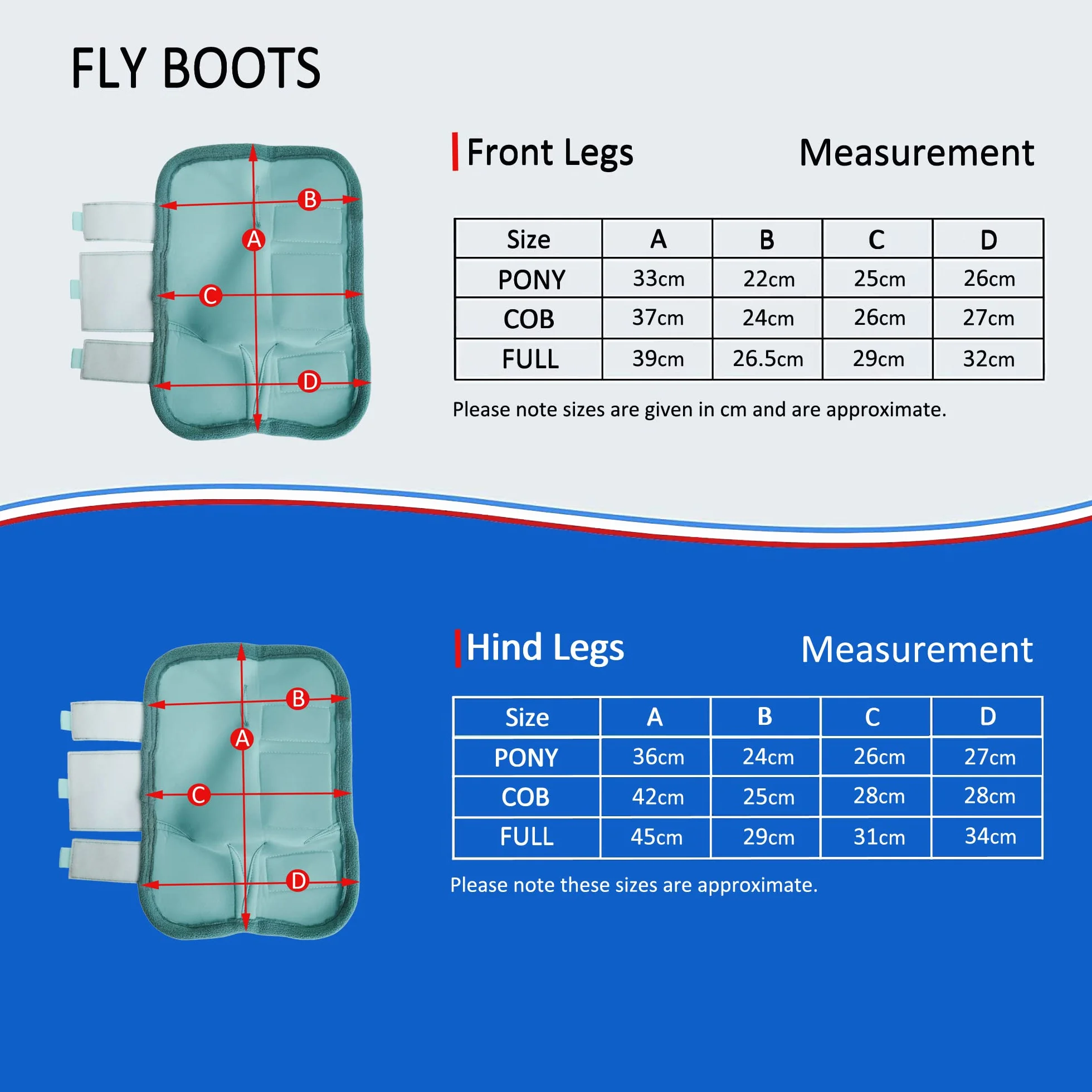 LEAFOREST Lot de 4 bottes anti-mouches pour cheval - Protection maximale contre les mouches (bleu, poney)