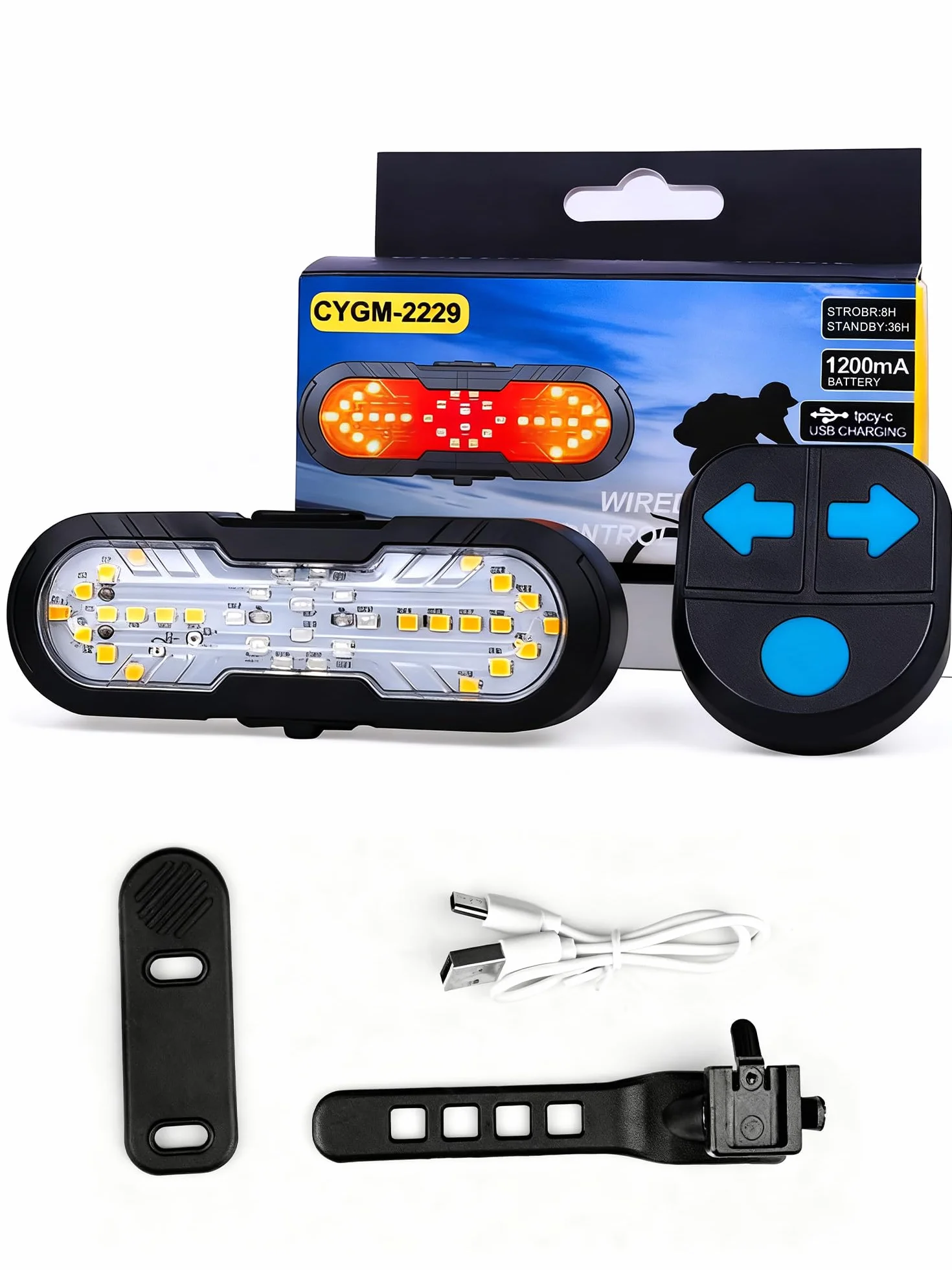 Clignotant de Vélo avec Télécommande,Résistant à l'eau Feu Arrière de Vélo avec Klaxon Bell 70dB,6 Modes D'éclairage Rechargeable par USB,Accessoires Vélo VTT pour Cyclisme