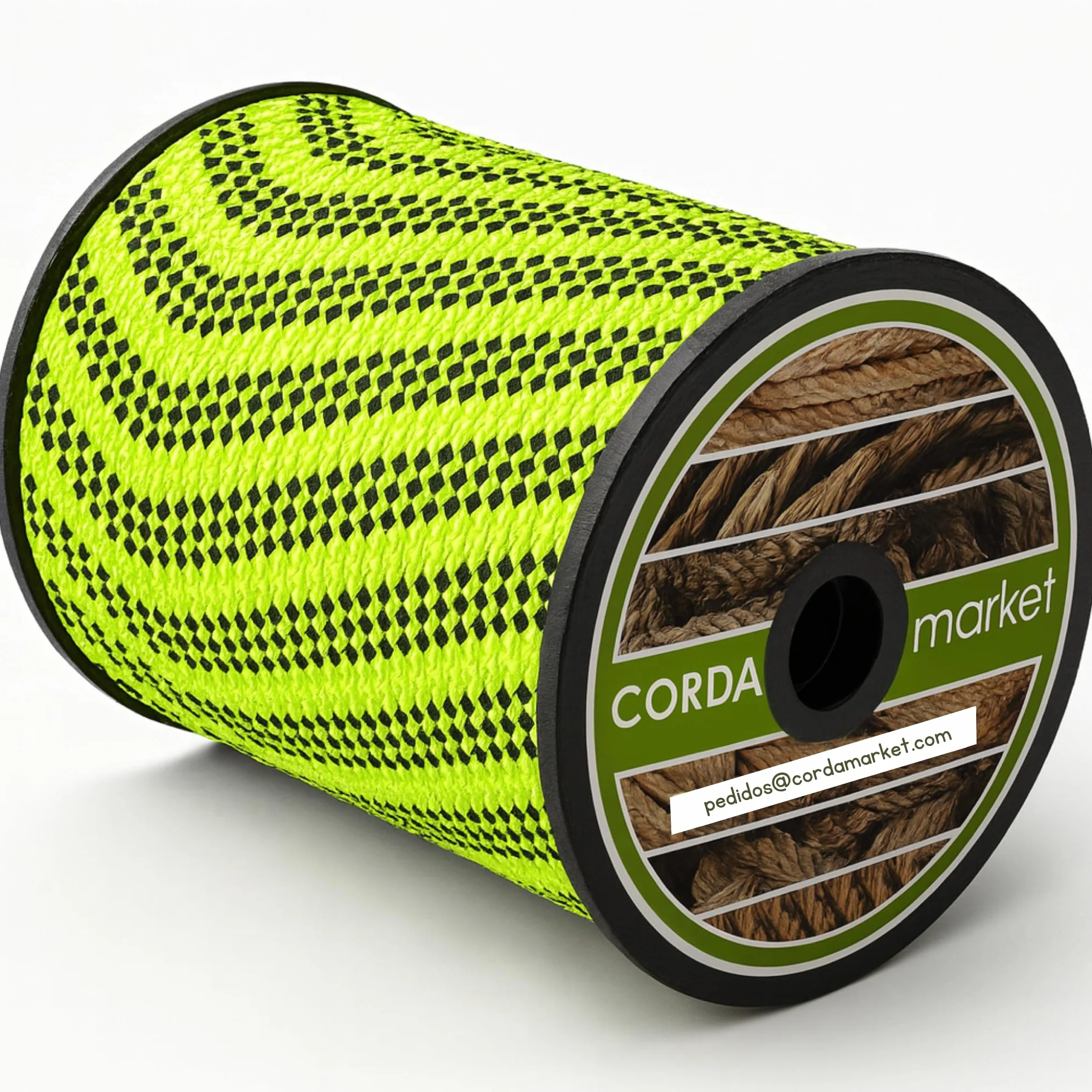 Cordamarket 8 mm Corde de drisse, Unisexe, Vert Fluo, 50 m