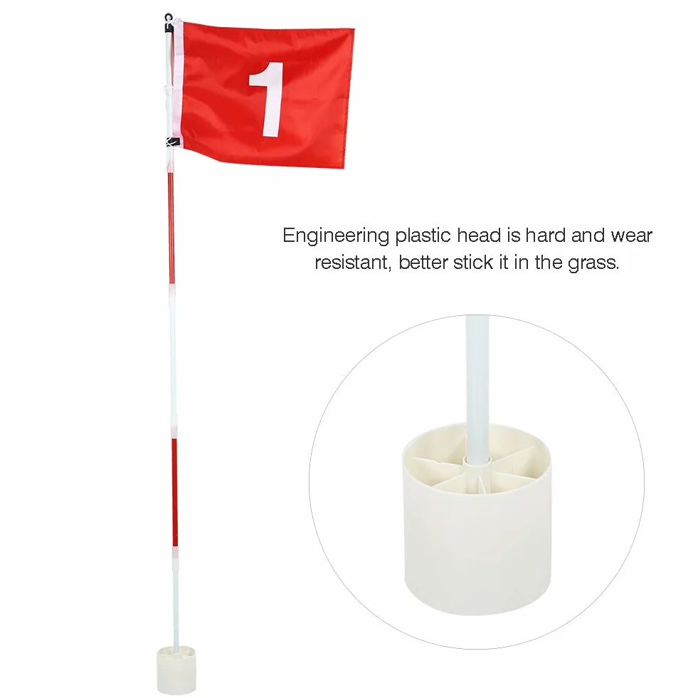 Mât de Golf, Amovible 5 Sections avec Gobelets Drapeau Vert pour Entraînement et Compétition Clubs Joueurs
