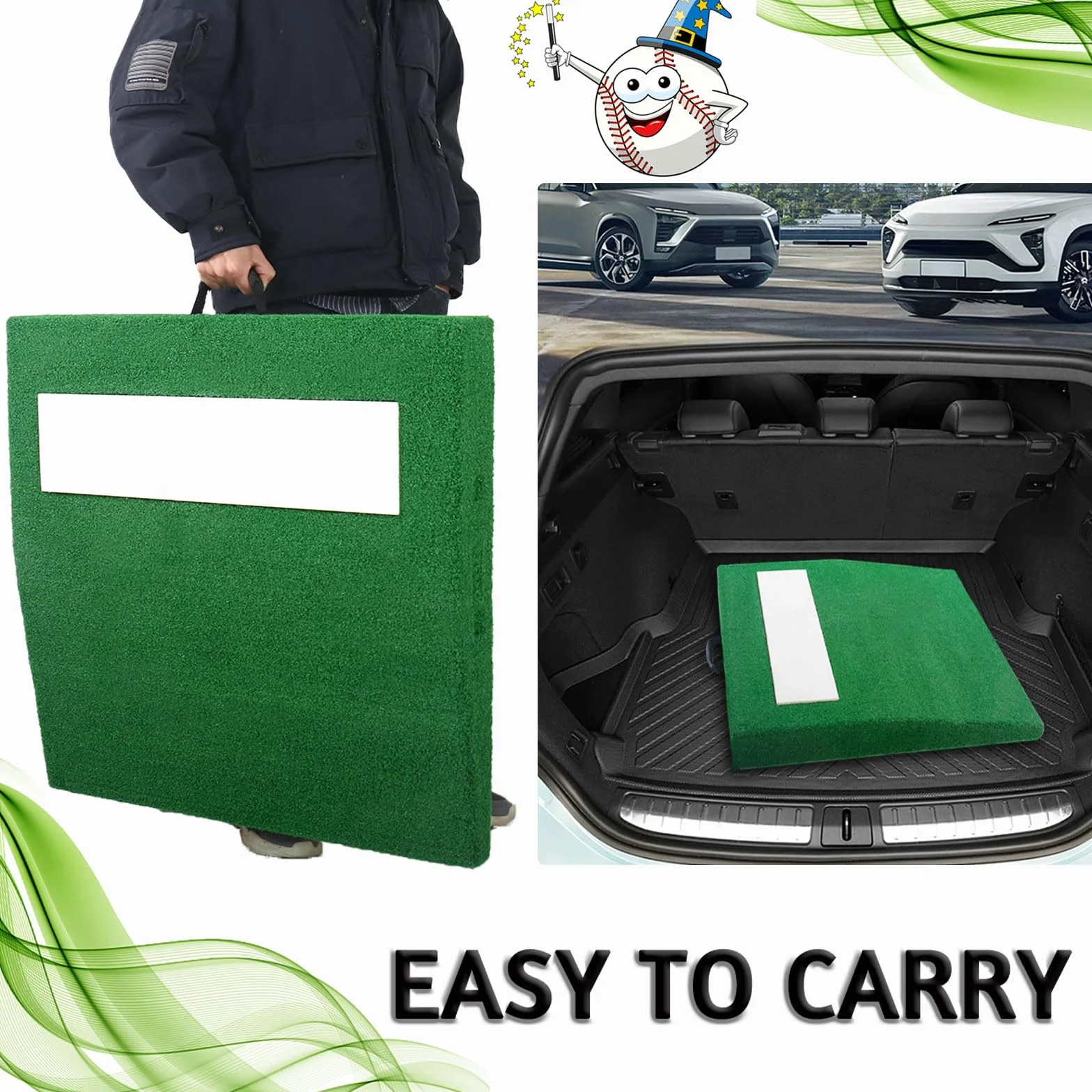 Pichet d'entraînement portable baseball 76,2x76,2x10,2 cm 65 000 points/㎡ avec poignée