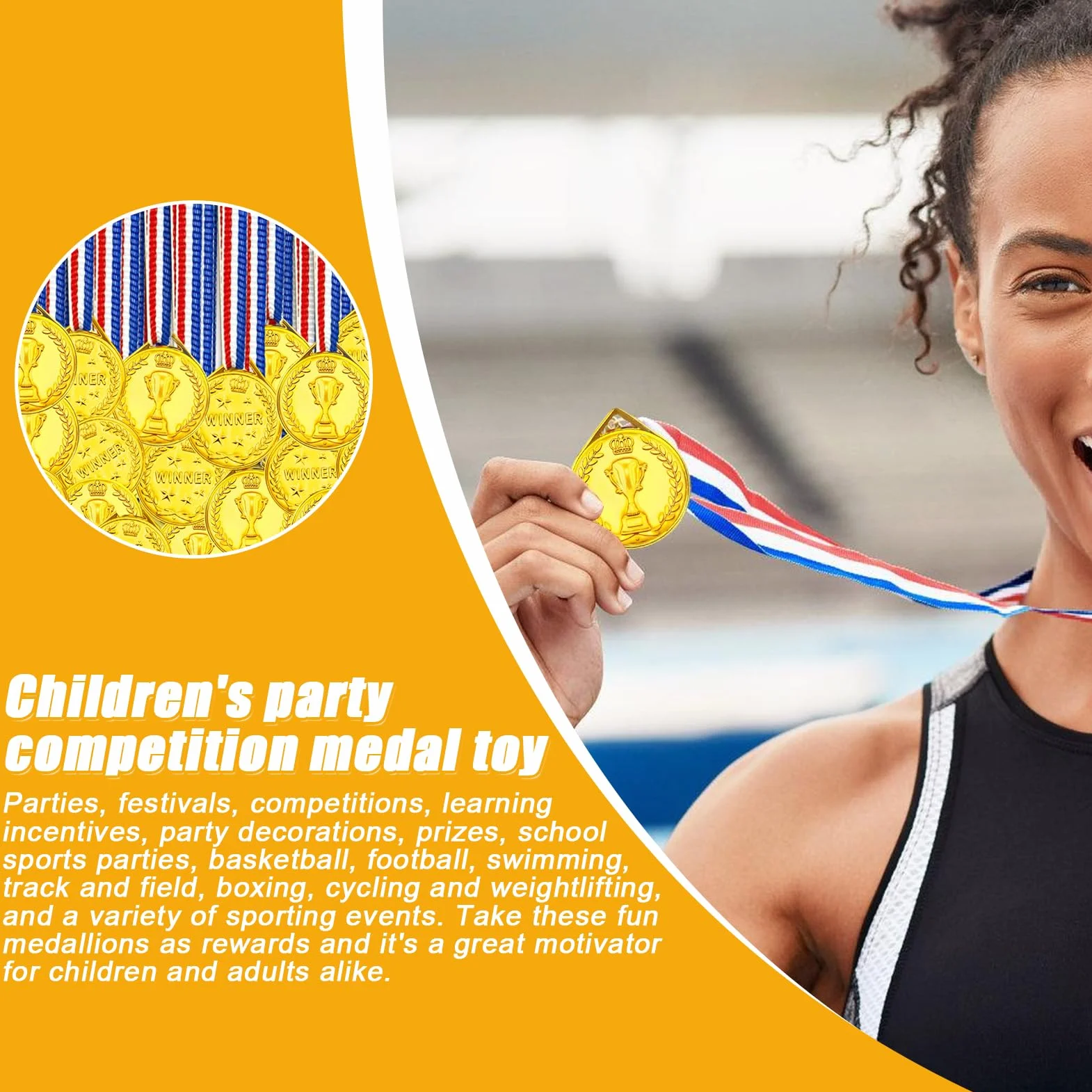 HOMURY Lot de 100 médailles d'or pour Enfants, Médailles d'or gagnantes, Médailles gagnantes - Médailles d'or gagnantes - Médailles de gagnants pour Les Enfants (Motif Trophée)
