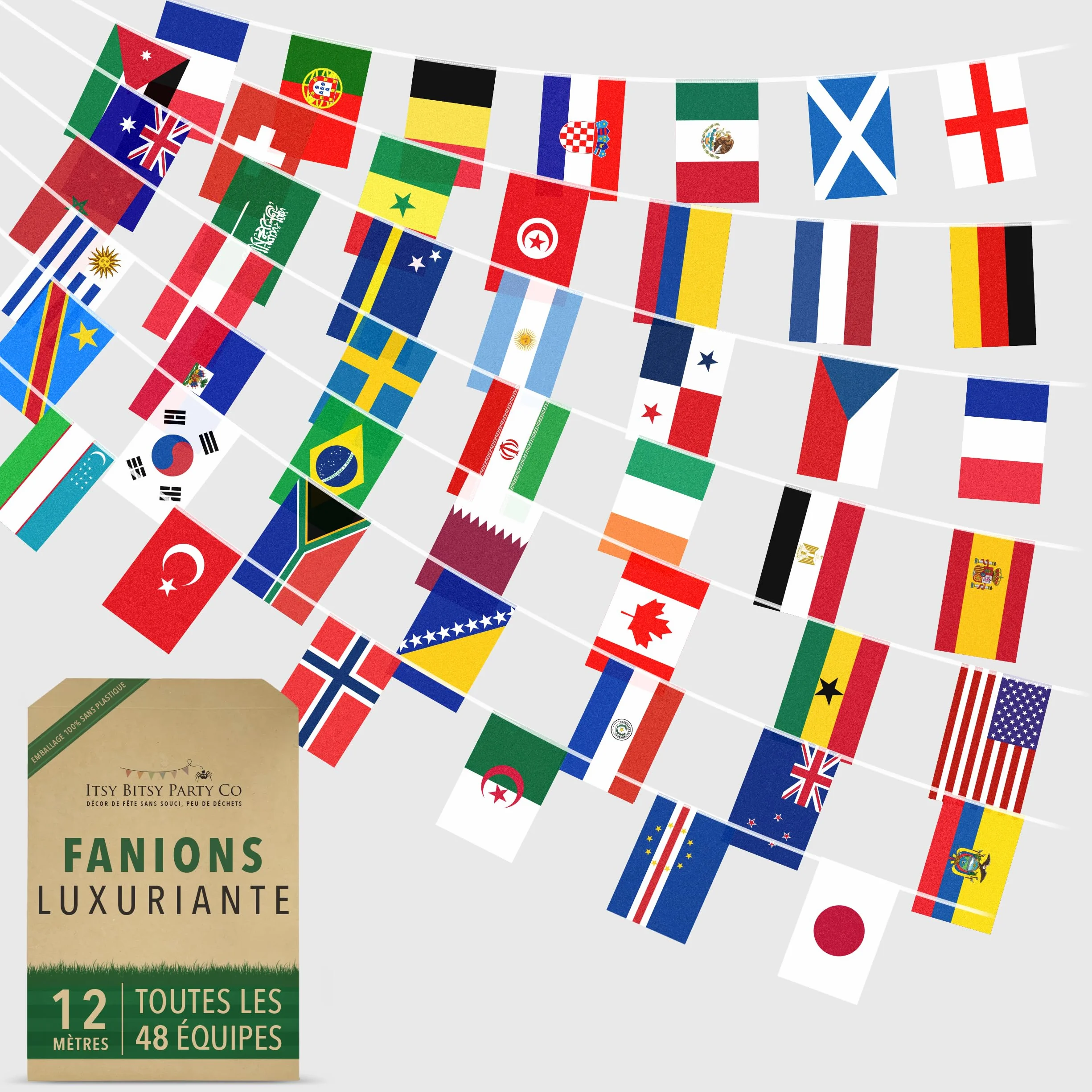 Banderole réutilisable Coupe du Monde 2026 – 48 équipes qualifiées – Décoration football 2026