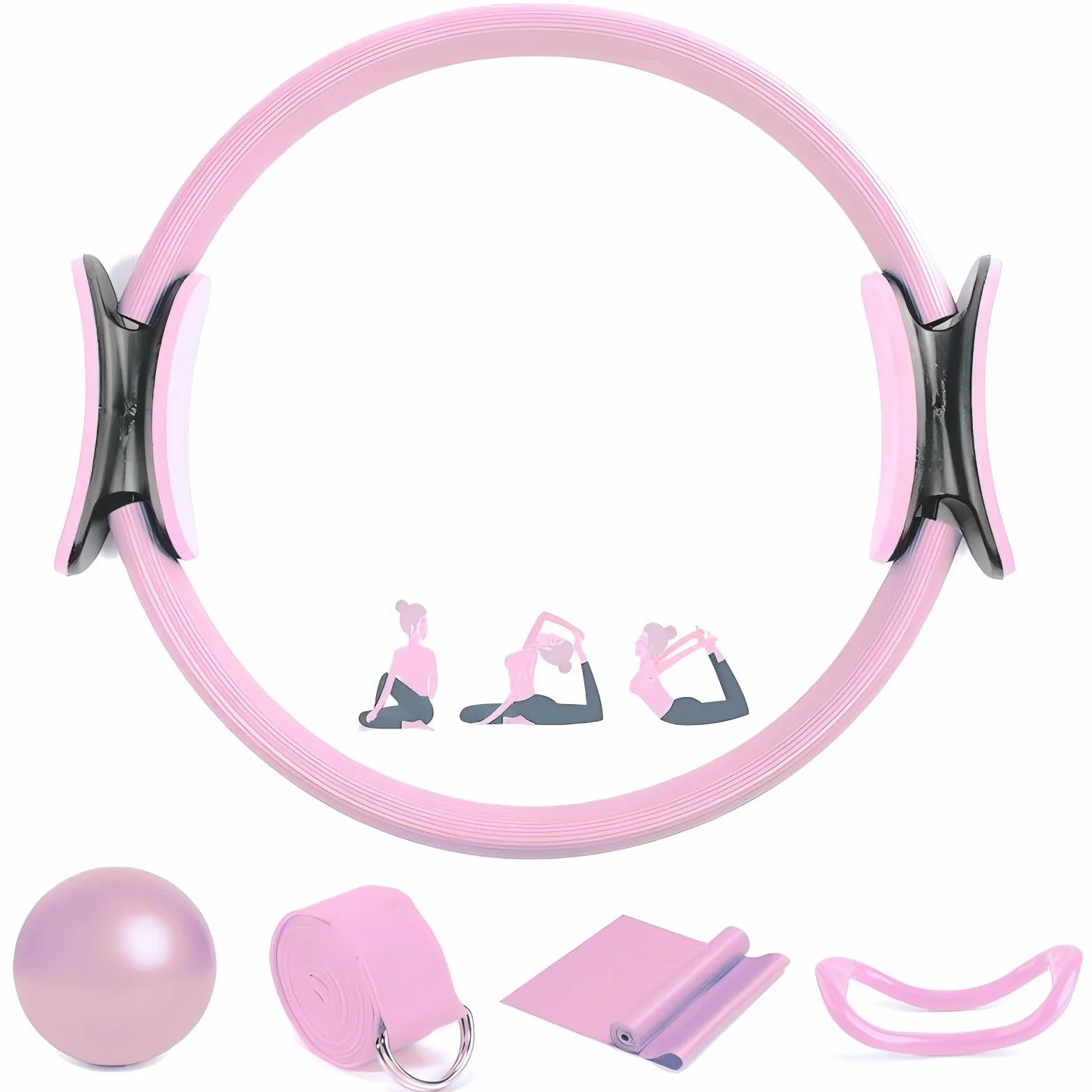 Kits De Pilates Anneau Pilates Cercle Pilates Pilates Kit Sport Maison,Anneau De Support De Ballon De Yoga, Anneau De Cercle De Pilates Pour Équipement De Fitness Et D'Exercice Pilates Accessoires(Ros