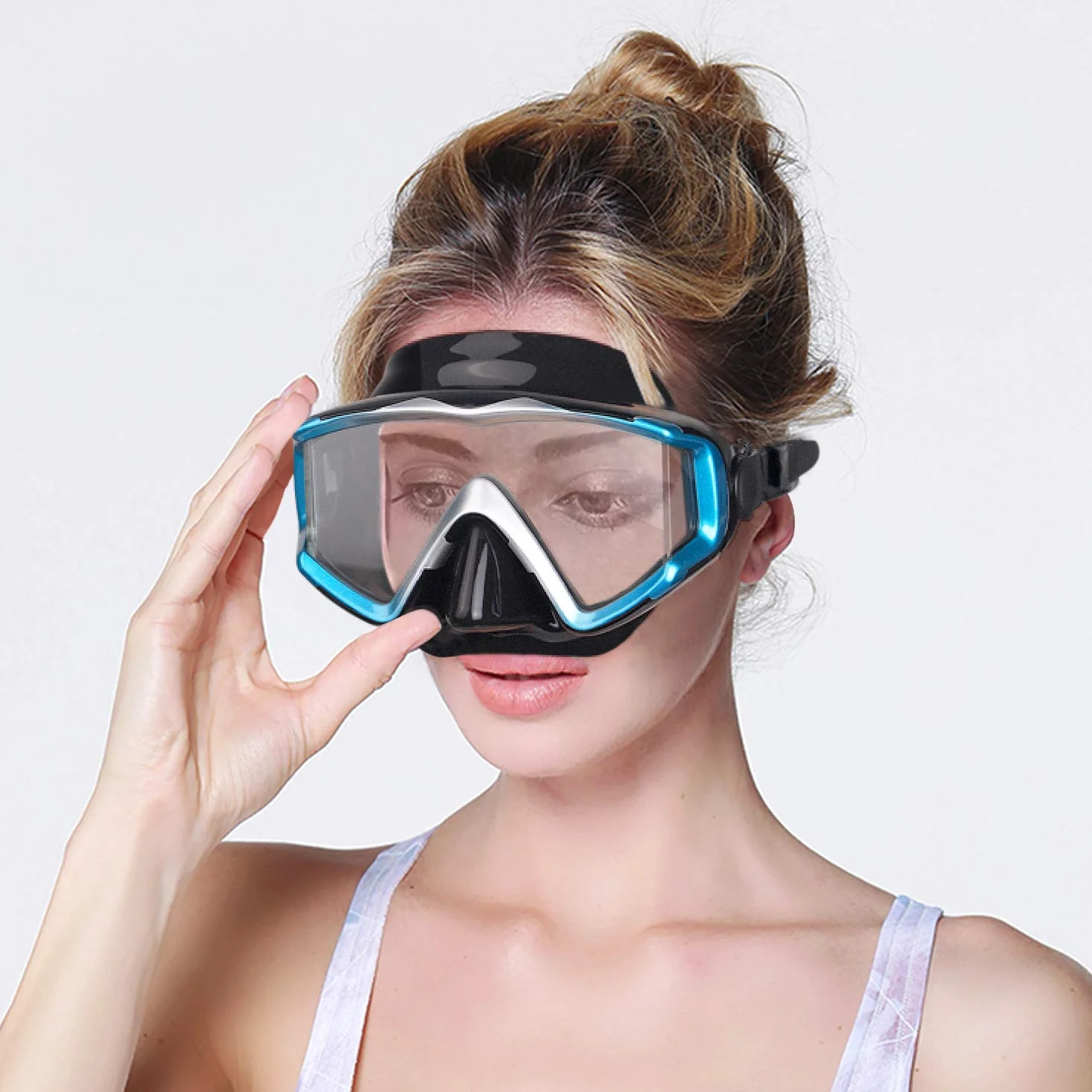 Masque de plongée Pano 3 Adulte - Masque de plongée en Verre trempé - Lunettes de plongée Anti-buée Lunettes de Natation avec Couvre-Nez pour la plongée en apnée, la plongée en apnée, la Natation