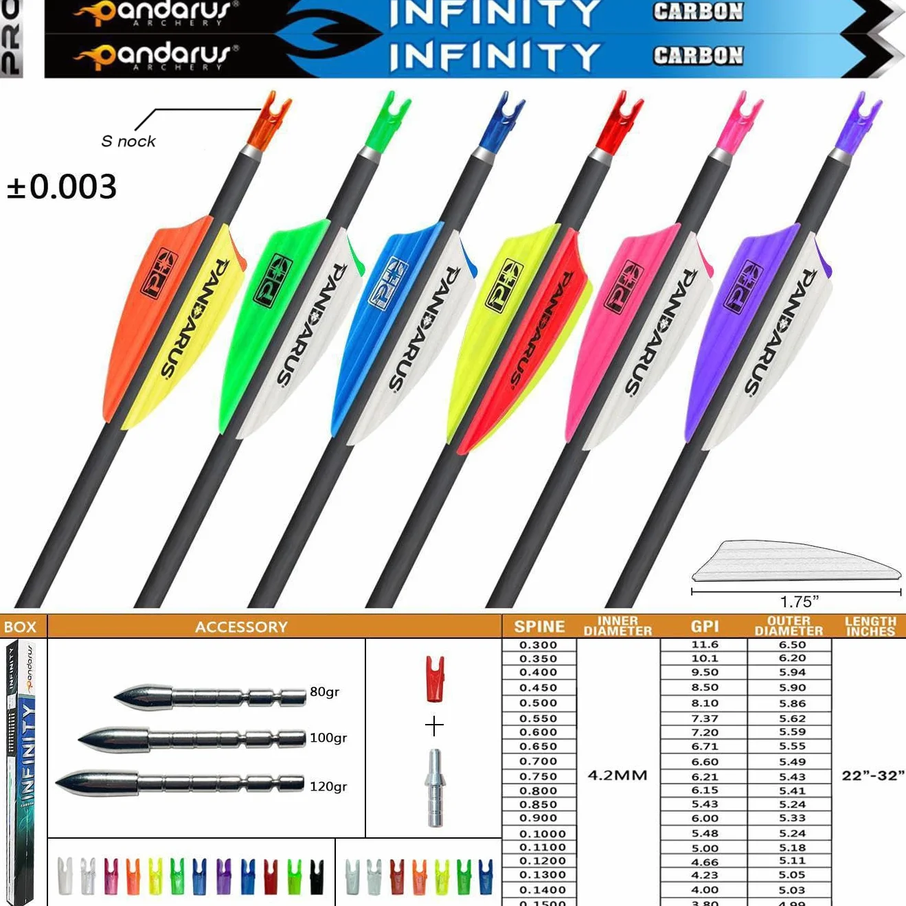 31" Flèche en Carbone Pur pour compétition Spine 200~1500 Flèches de Chasse ± 0,003" ID4,2 mm pour Arc Classique et Arc à poulies 12 pcs