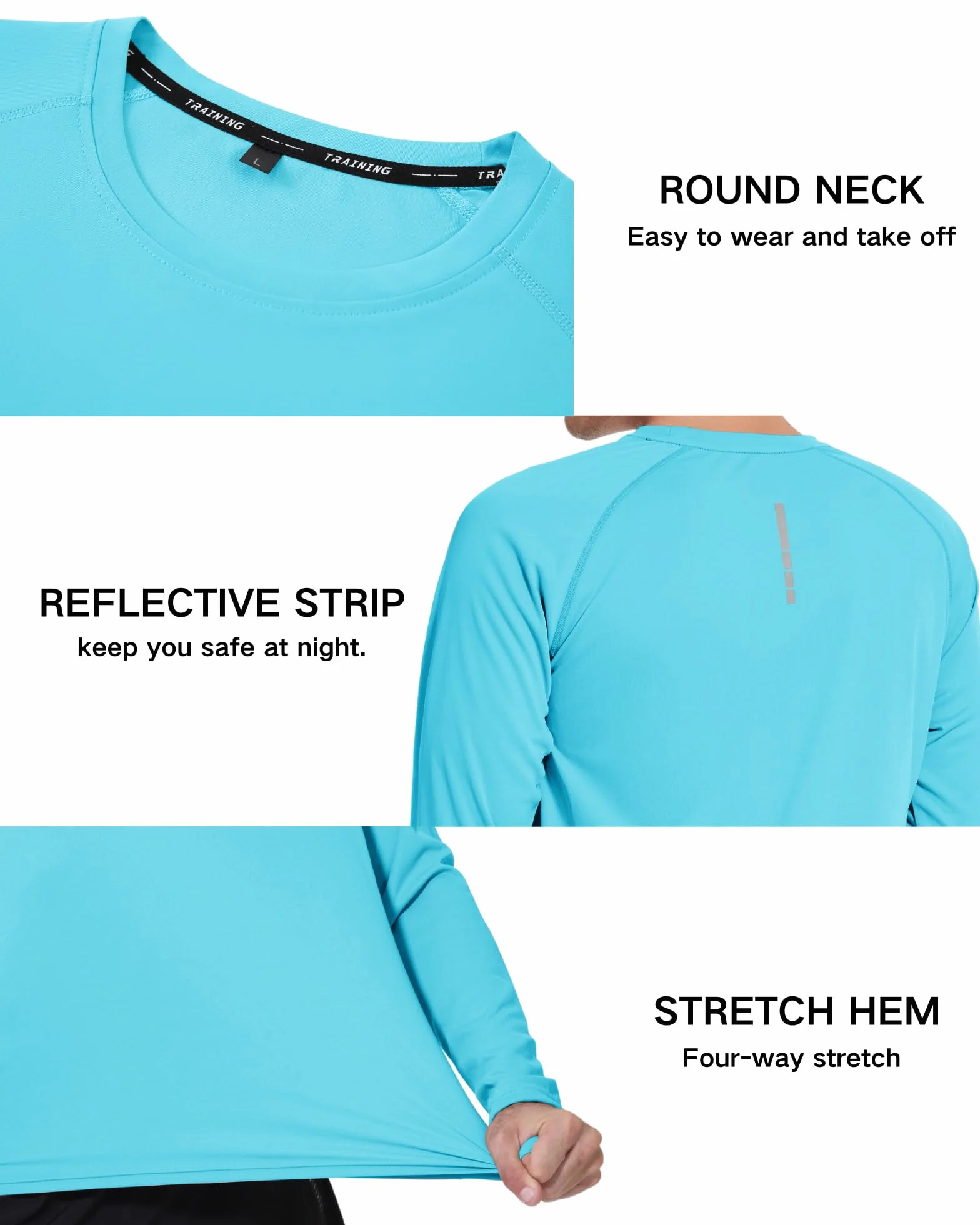 FUXERT Lot de 3 Chemises Rashguard à Manches Longues pour Homme, Protection Solaire UPF 50+, séchage Rapide, entraînement et randonnée