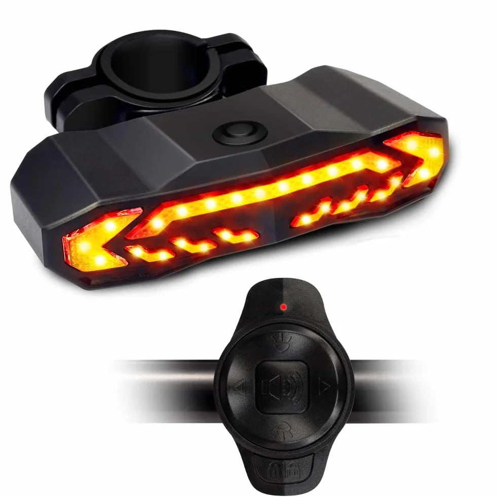 Feu arrière d'alarme de vélo sans Fil avec Signal de Virage IP65 feu arrière de Frein de vélo USB à télécommande imperméable